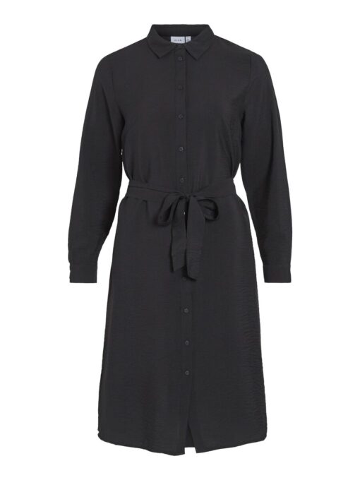 Vila Domira Shirt Knee Dress Black Beauty