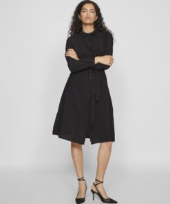 Vila Domira Shirt Knee Dress Black Beauty