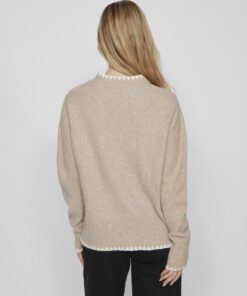 Vila Hefna Stitch Detail Knit Natural Melange
