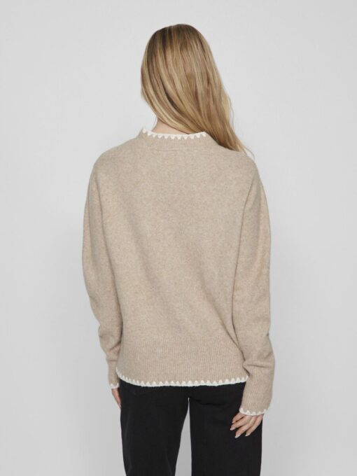 Vila Hefna Stitch Detail Knit Natural Melange