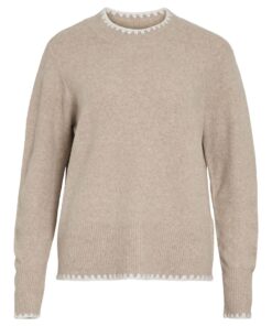 Vila Hefna Stitch Detail Knit Natural Melange