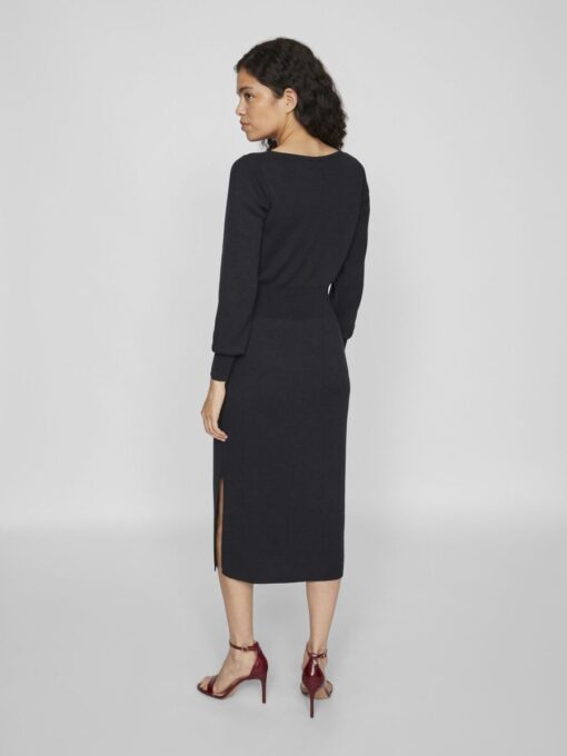Vila Marla Boatneck Long Knit Dress Black Beauty