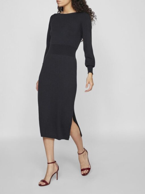 Vila Marla Boatneck Long Knit Dress Black Beauty