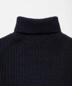 Nudie Jeans August Chunky Rollneck Wool Knit Navy