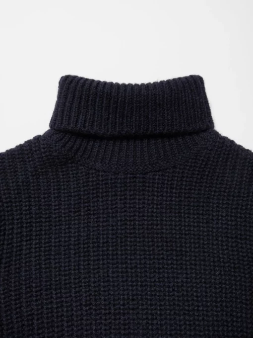 Nudie Jeans August Chunky Rollneck Wool Knit Navy