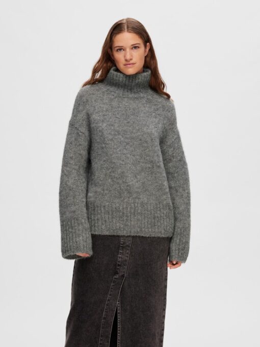 Selected Femme Gabella High-Neck Knit Light Grey Melange
