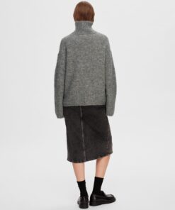 Selected Femme Gabella High-Neck Knit Light Grey Melange
