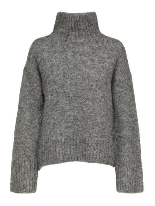 Selected Femme Gabella High-Neck Knit Light Grey Melange