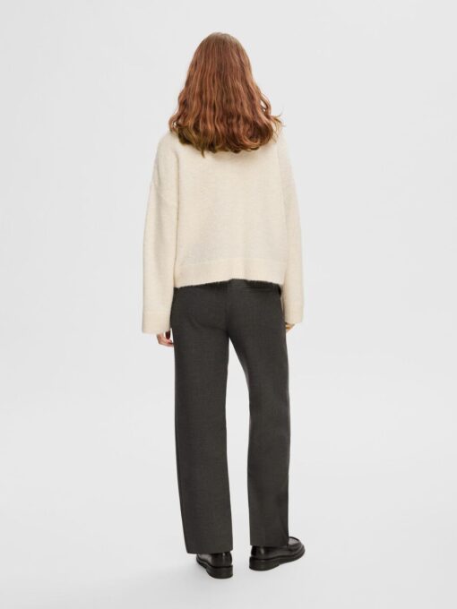 Selected Femme Sia Ras Knit Zipper Cardigan Birch