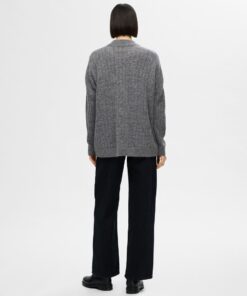 Selected Femme Maline High Neck Knit Medium Grey Melange