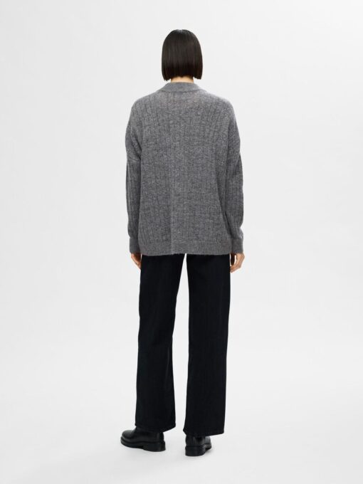 Selected Femme Maline High Neck Knit Medium Grey Melange
