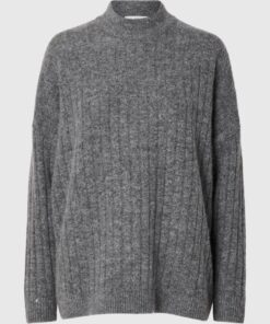 Selected Femme Maline High Neck Knit Medium Grey Melange