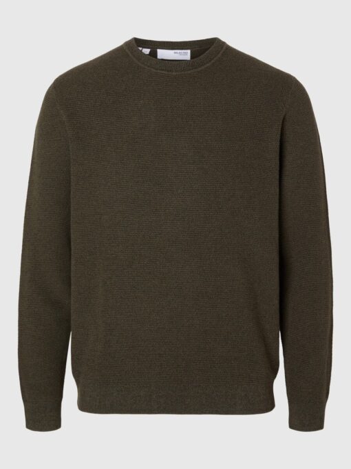 Selected Homme Ross Structure Crew Neck Knit Forest Green