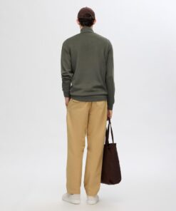 Selected Homme Manuel Soft Zip High Neck Sweater Forest Night