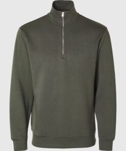 Selected Homme Manuel Soft Zip High Neck Sweater Forest Night