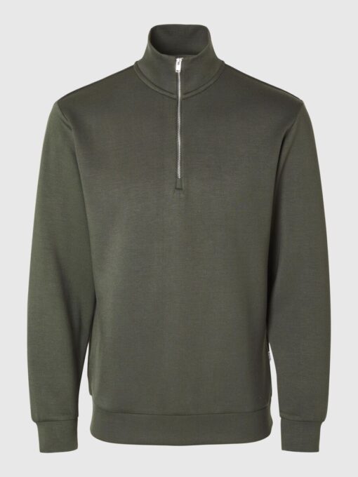 Selected Homme Manuel Soft Zip High Neck Sweater Forest Night