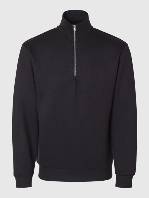 Selected Homme Manuel Soft Zip High Neck Sweatshirt Black