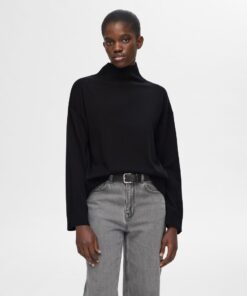 Selected Femme Hella High Neck Knit Black