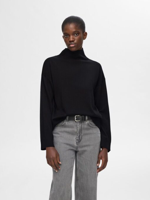 Selected Femme Hella High Neck Knit Black