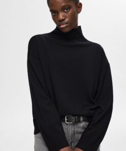Selected Femme Hella High Neck Knit Black