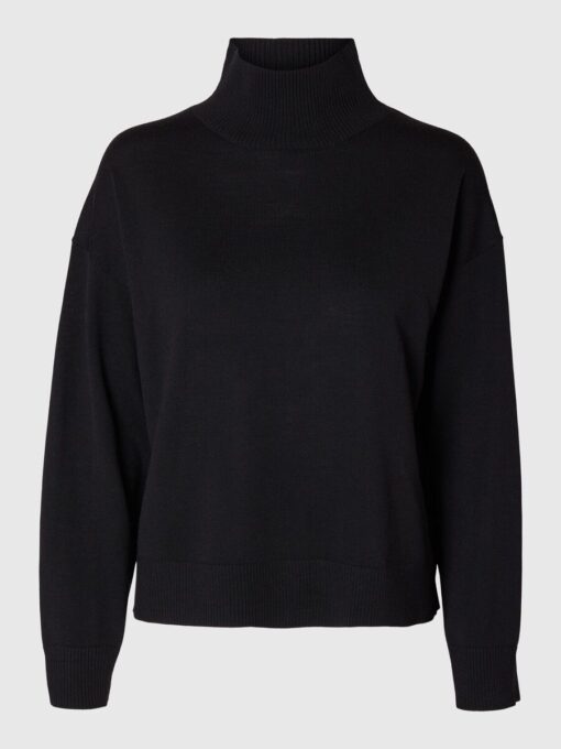 Selected Femme Hella High Neck Knit Black