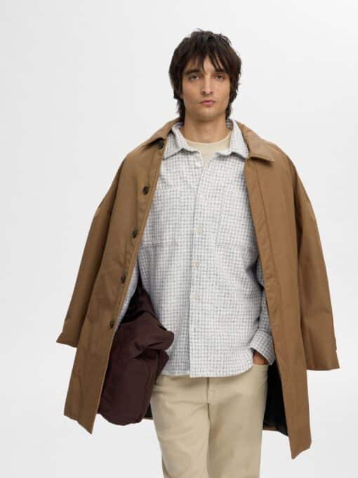 Selected Homme Twill Mix Overshirt Egret