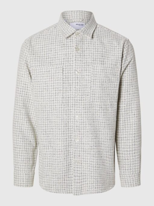 Selected Homme Twill Mix Overshirt Egret