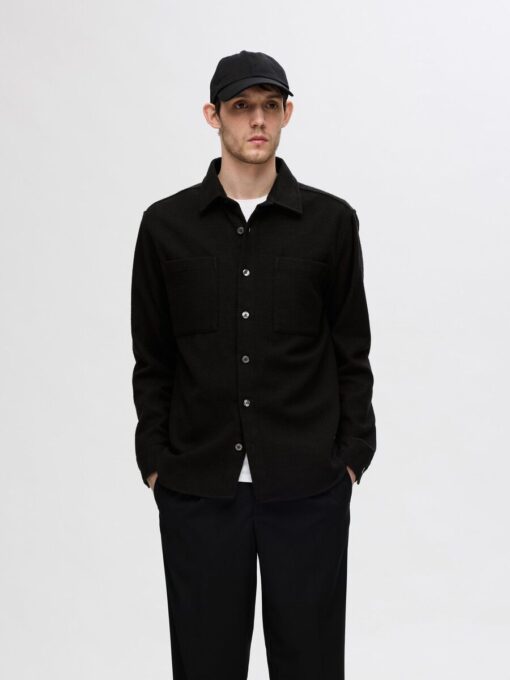 Selected Homme Twill Mix Overshirt Black