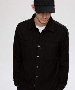 Selected Homme Twill Mix Overshirt Black