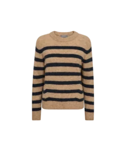 Mos Mosh Thora Stripe Crewneck Knit Tannin