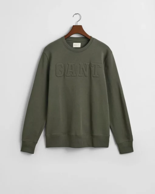 Gant Embossed C-Neck Sweat Dark Earthy Green