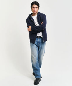 Gant Embossed Full-Zip Hoodie Evening Blue