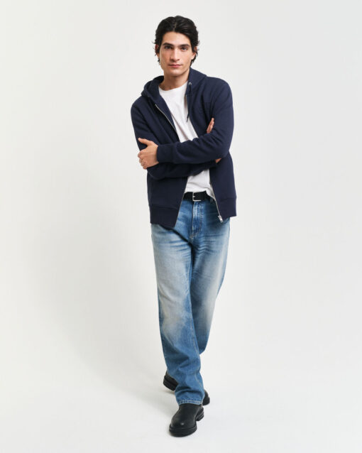 Gant Embossed Full-Zip Hoodie Evening Blue