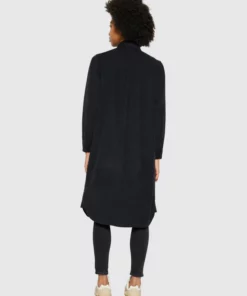 Knowledge Cotton Apparel Corduroy Wales Shirt Dress Balck Jet