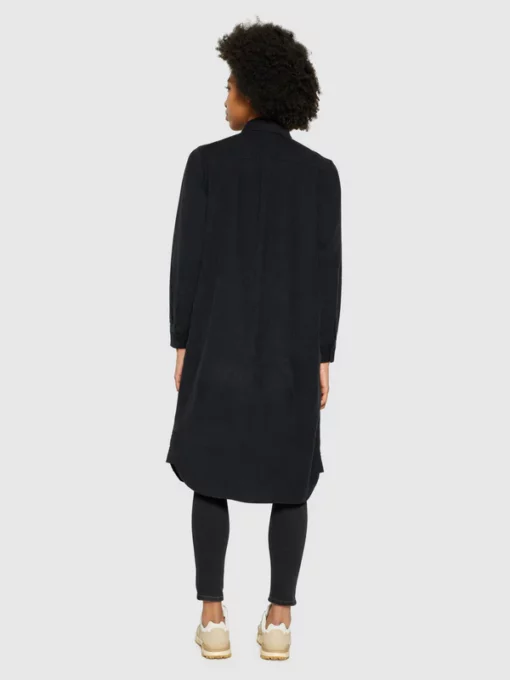 Knowledge Cotton Apparel Corduroy Wales Shirt Dress Balck Jet