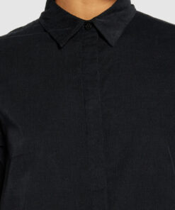 Knowledge Cotton Apparel Corduroy Wales Shirt Dress Balck Jet