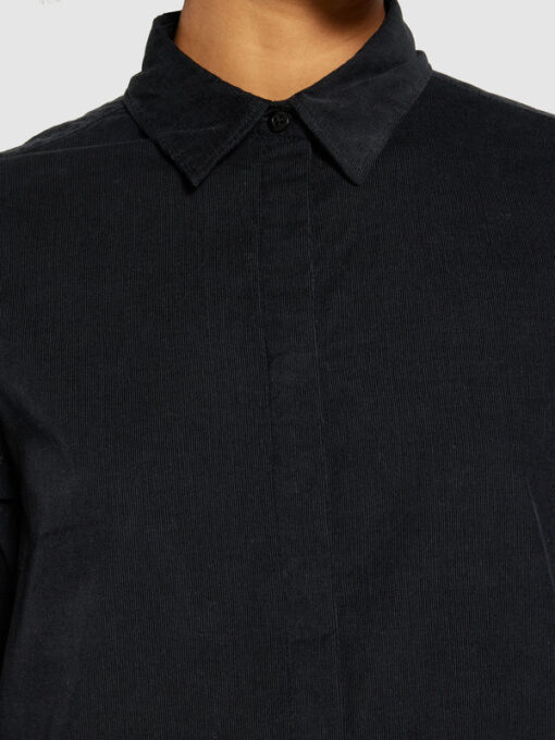 Knowledge Cotton Apparel Corduroy Wales Shirt Dress Balck Jet