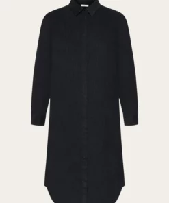 Knowledge Cotton Apparel Corduroy Wales Shirt Dress Balck Jet