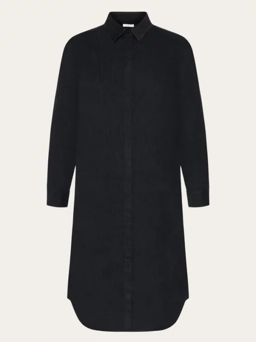 Knowledge Cotton Apparel Corduroy Wales Shirt Dress Balck Jet