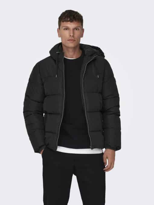 Only & Sons Melvin Life Hood Puffer Jacket Black