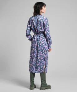 Dedicated Shirt Dress Falsterbo Blurred Flowers Purple