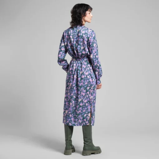Dedicated Shirt Dress Falsterbo Blurred Flowers Purple
