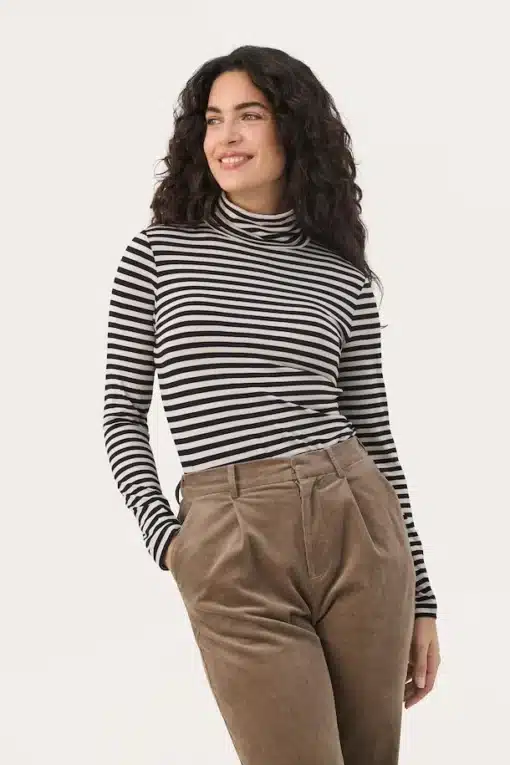 Part Two Efinas Rollneck T-shirt French Oak Stripe