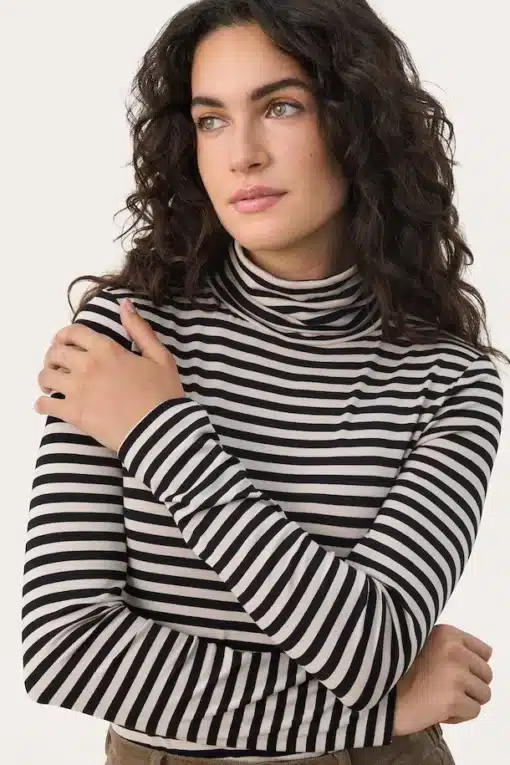 Part Two Efinas Rollneck T-shirt French Oak Stripe