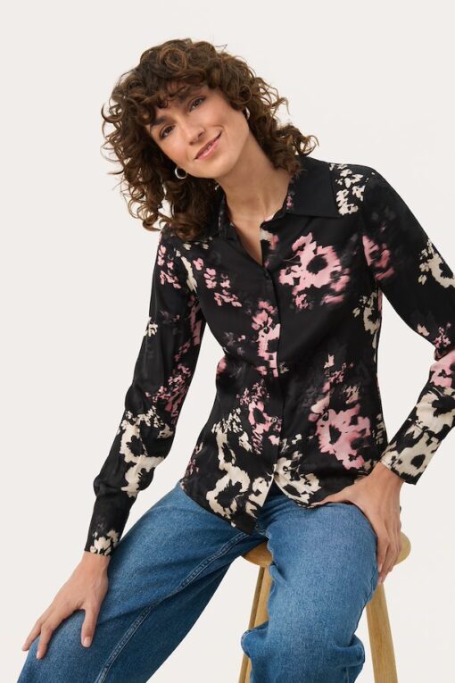 Part Two Lenda Shirt Black Blurred Flower