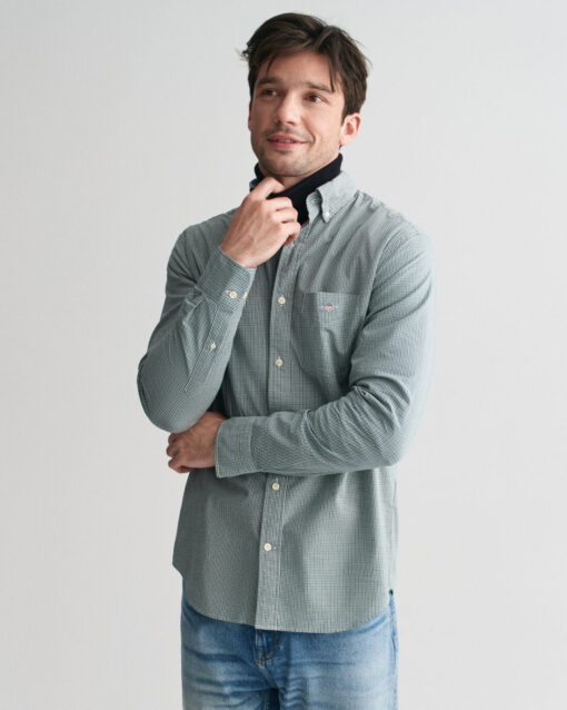 Gant Regular Poplin Gingham Shirt Deep Forest Green