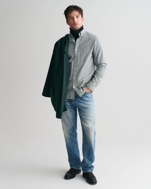 Gant Regular Poplin Gingham Shirt Deep Forest Green