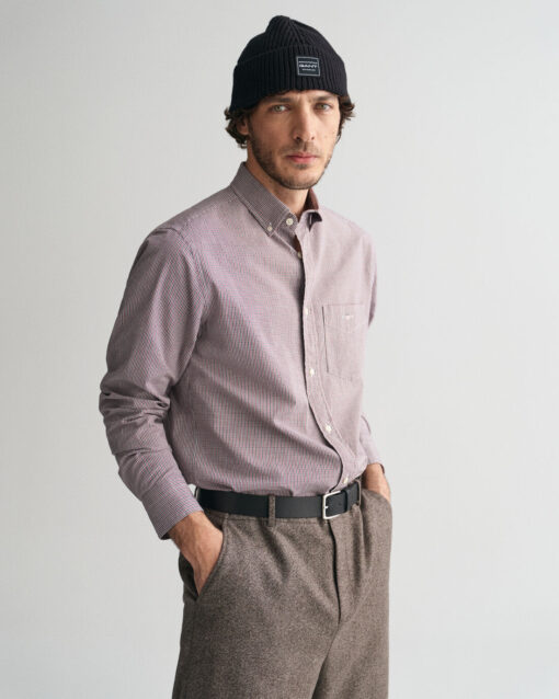 Gant Regular Poplin Gingham Shirt Plumped Red