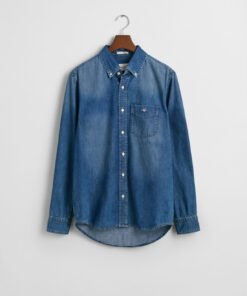 Gant Reg Denim Shirt Mid Blue Worn In