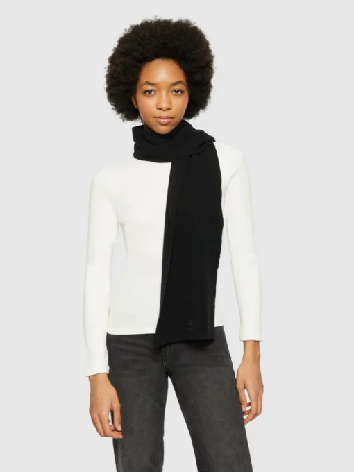 Knowledge Cotton Apparel Rib Knit Wool Scarf Black Jet